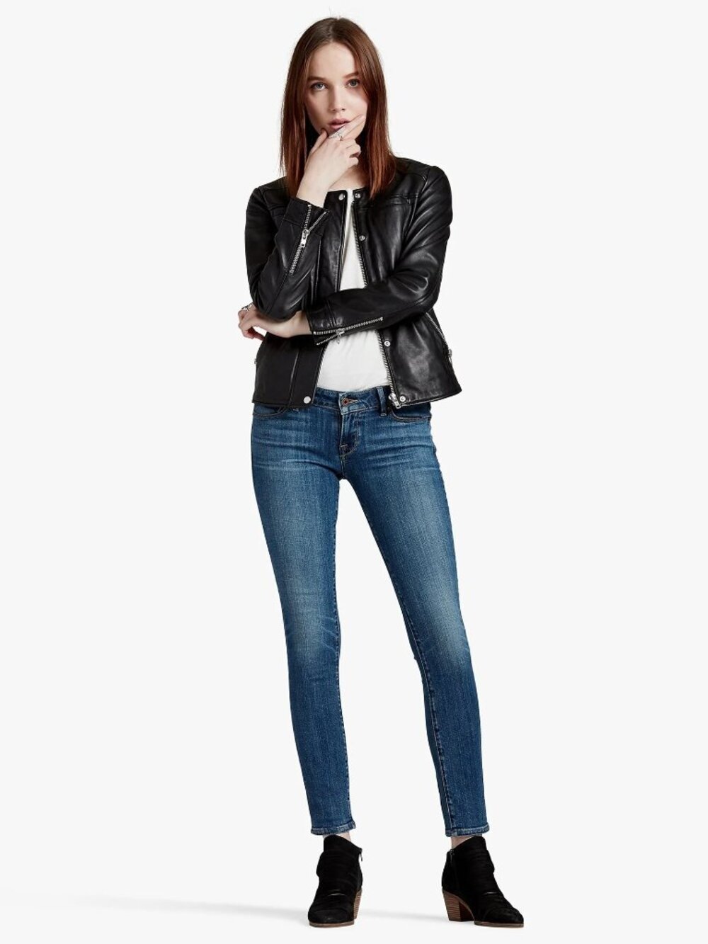 Lucky Brand 100% Lamb Leather Moto Jacket 001 Lucky Black Medium #A2650
